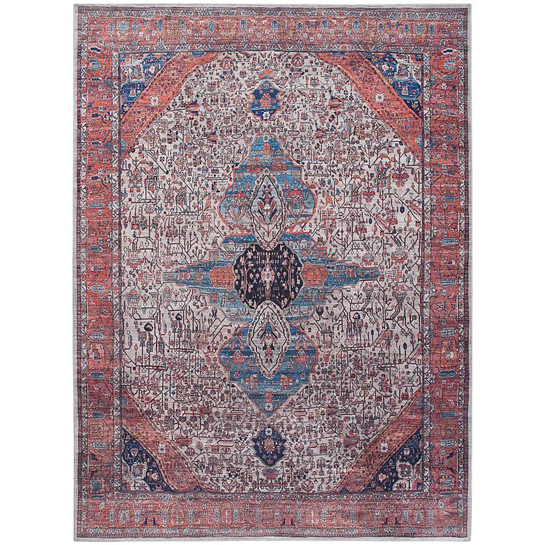 Image 2 Grand Washables GRW05 5'3"x7'3" Brick Red Ivory Area Rug