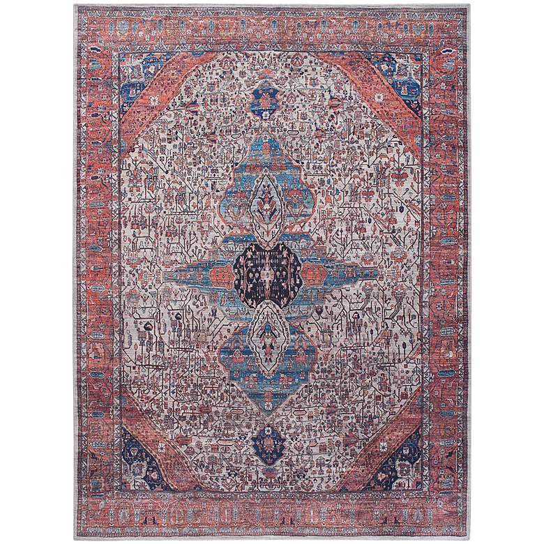 Image 2 Grand Washables GRW05 5'3"x7'3" Brick Red Ivory Area Rug