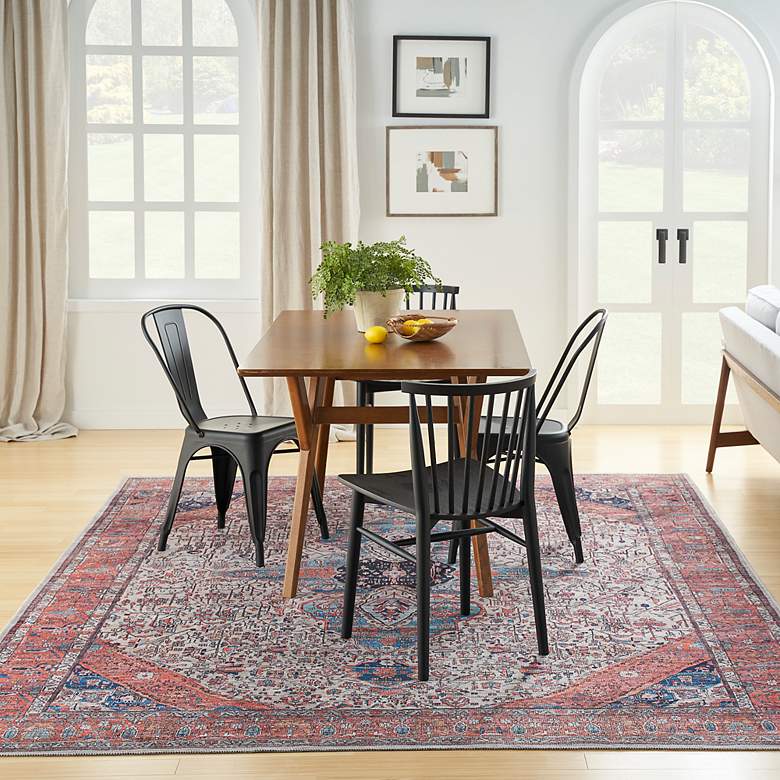 Image 1 Grand Washables GRW05 5'3"x7'3" Brick Red Ivory Area Rug