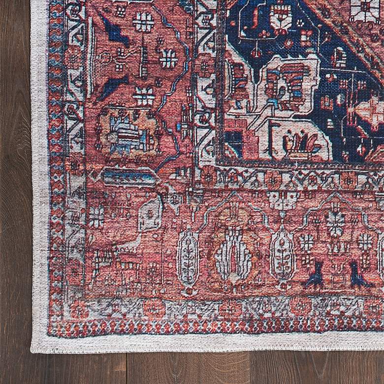 Image 3 Grand Washables GRW05 5'3"x7'3" Brick Red Ivory Area Rug more views