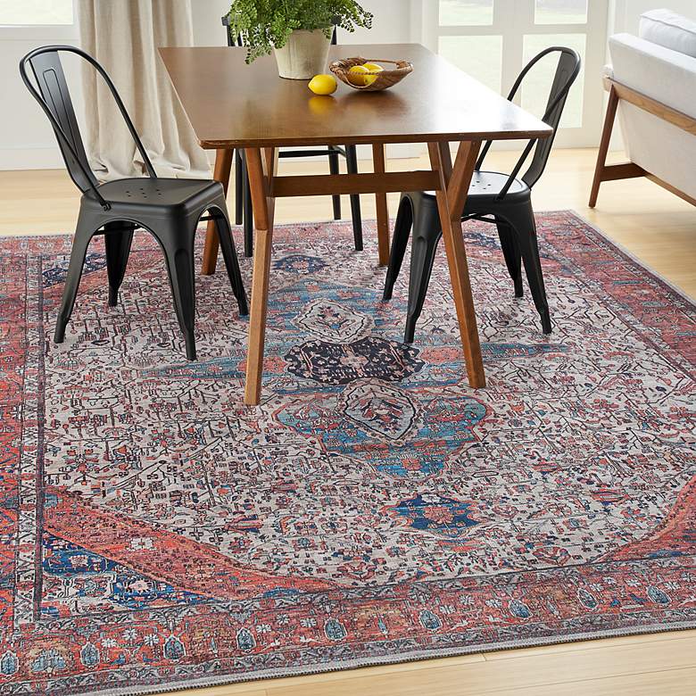 Image 7 Grand Washables GRW05 5'3"x7'3" Brick Red Ivory Area Rug more views