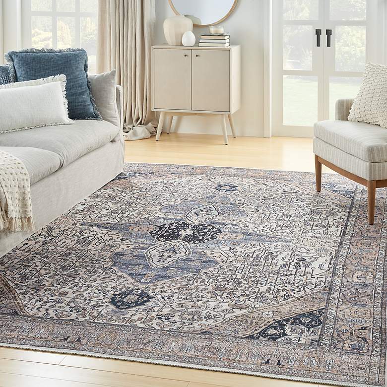 Image 7 Grand Washables GRW05 5'3"x7'3" Ivory Blue Area Rug more views