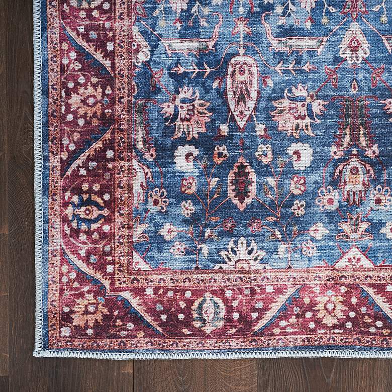 Image 3 Grand Washables GRW06 5'3"x7'3" Blue Burgundy Area Rug more views
