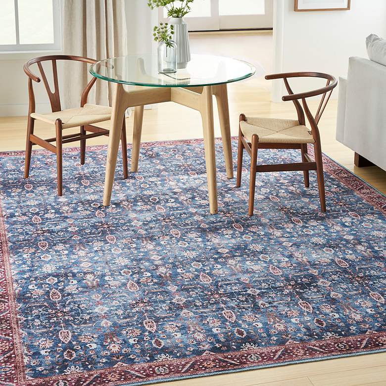 Image 7 Grand Washables GRW06 5'3"x7'3" Blue Burgundy Area Rug more views
