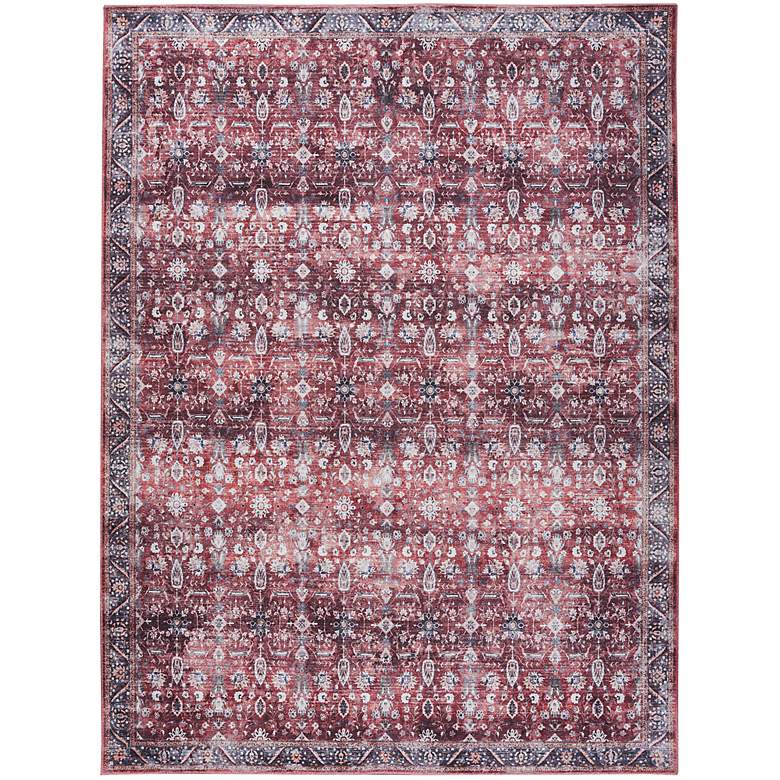 Image 2 Grand Washables GRW06 5'3"x7'3" Brick Red Blue Area Rug
