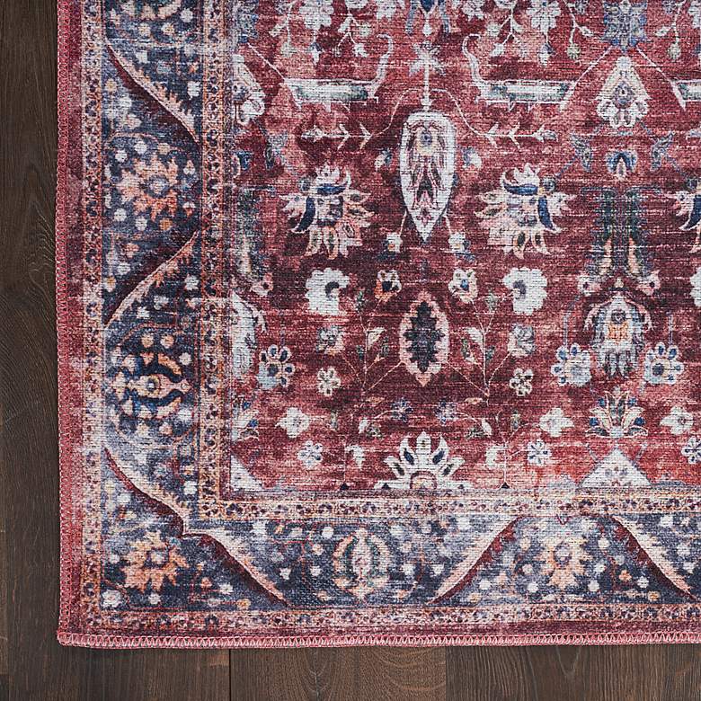 Image 3 Grand Washables GRW06 5'3"x7'3" Brick Red Blue Area Rug more views