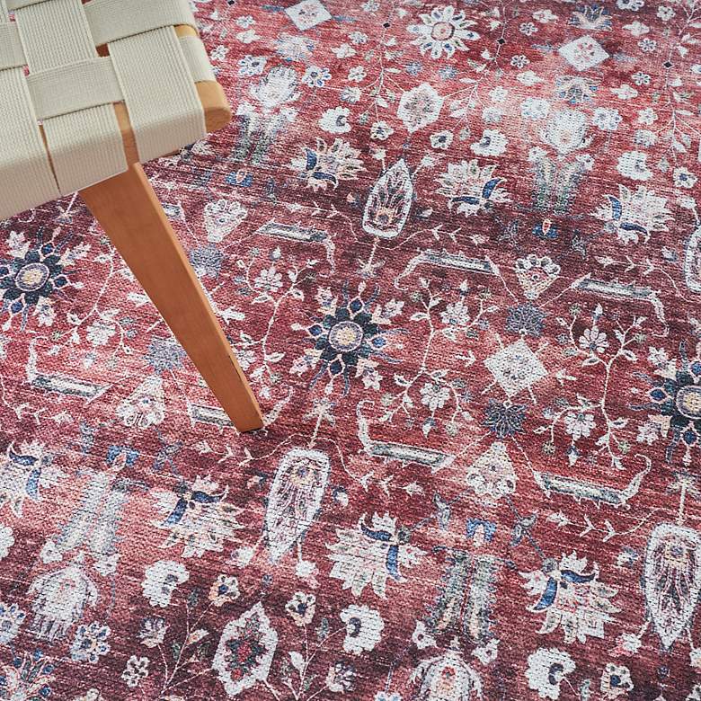 Image 5 Grand Washables GRW06 5'3"x7'3" Brick Red Blue Area Rug more views