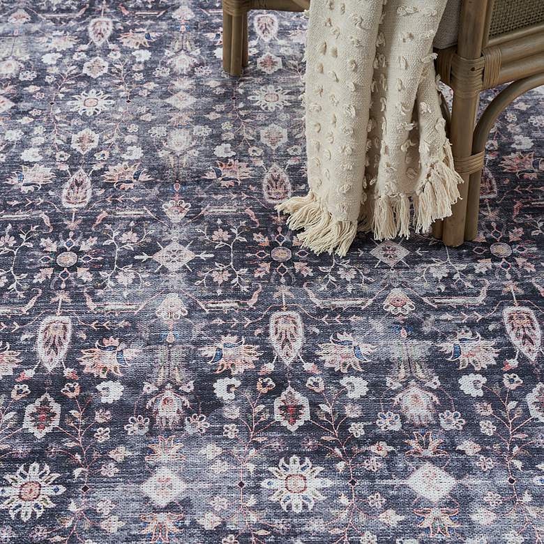 Image 5 Grand Washables GRW06 5'3"x7'3" Navy Ivory Area Rug more views