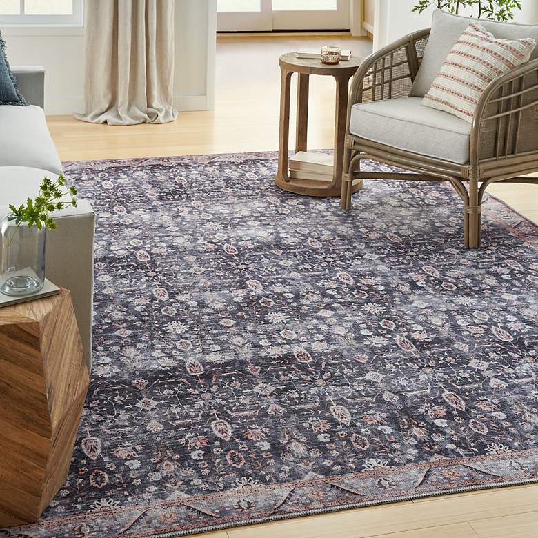 Image 7 Grand Washables GRW06 5'3"x7'3" Navy Ivory Area Rug more views