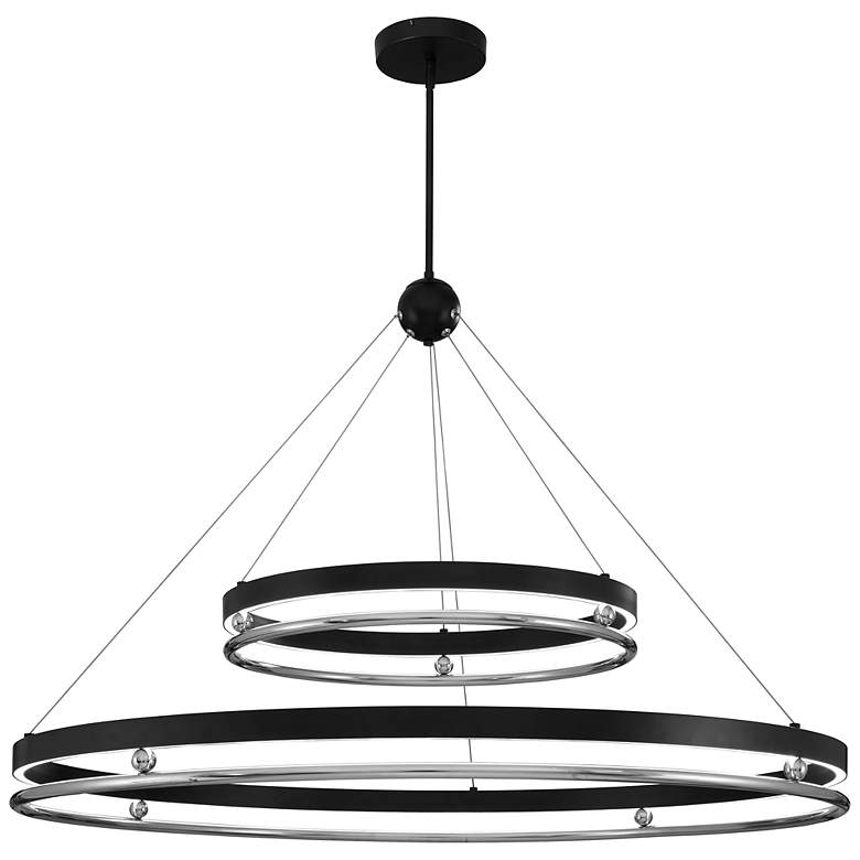 Image 1 Grande Illusion 48 1/2"W Coal and Nickel LED Ring Chandelier