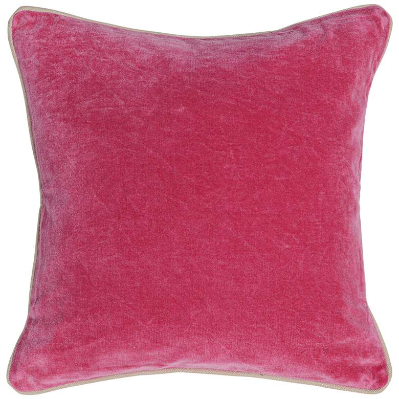 Image 1 Grandeur Fuchsia 18" Square Cotton Velvet Accent Pillow