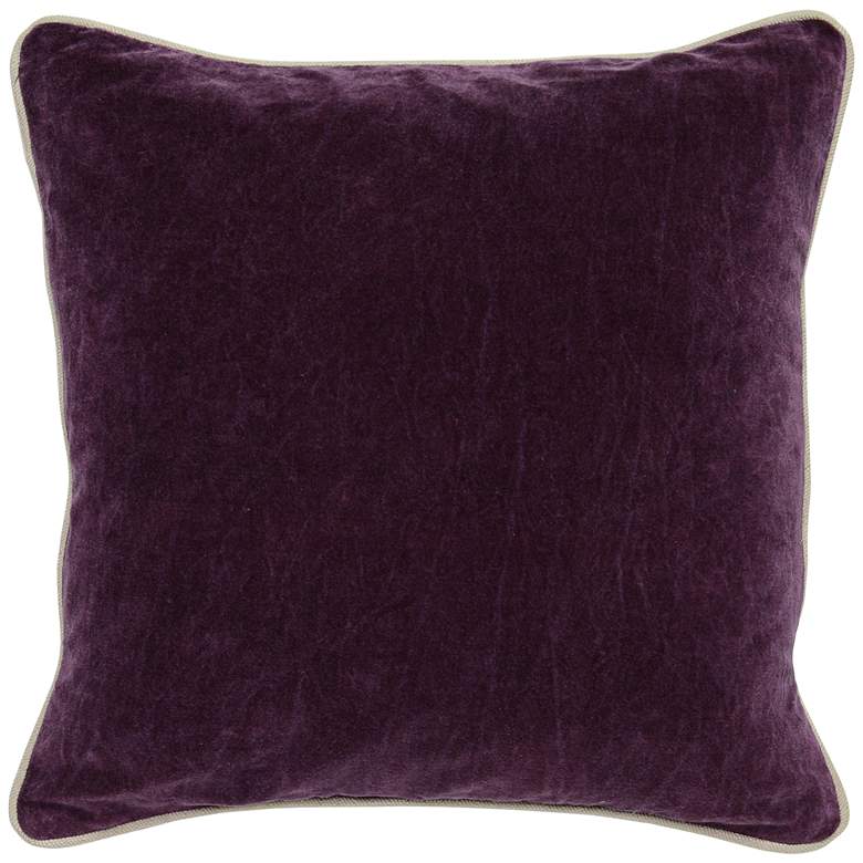 Image 1 Grandeur Plum 18 inch Square Cotton Velvet Accent Pillow
