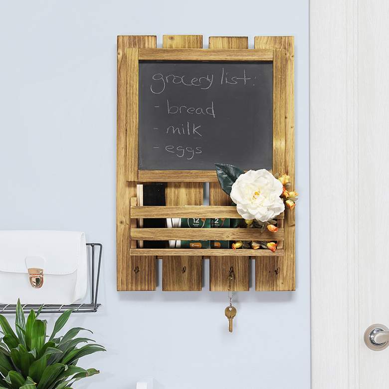Image 1 Grandy Brown Chalkboard Sign w/ Key Holder and Mail Storage