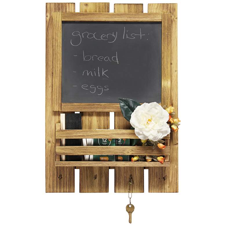 Image 7 Grandy Brown Chalkboard Sign w/ Key Holder and Mail Storage more views
