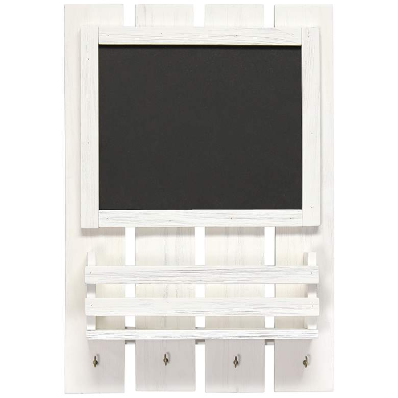 Image 6 Grandy White Wash Chalkboard Sign w/ Key Holder Mail Storage more views