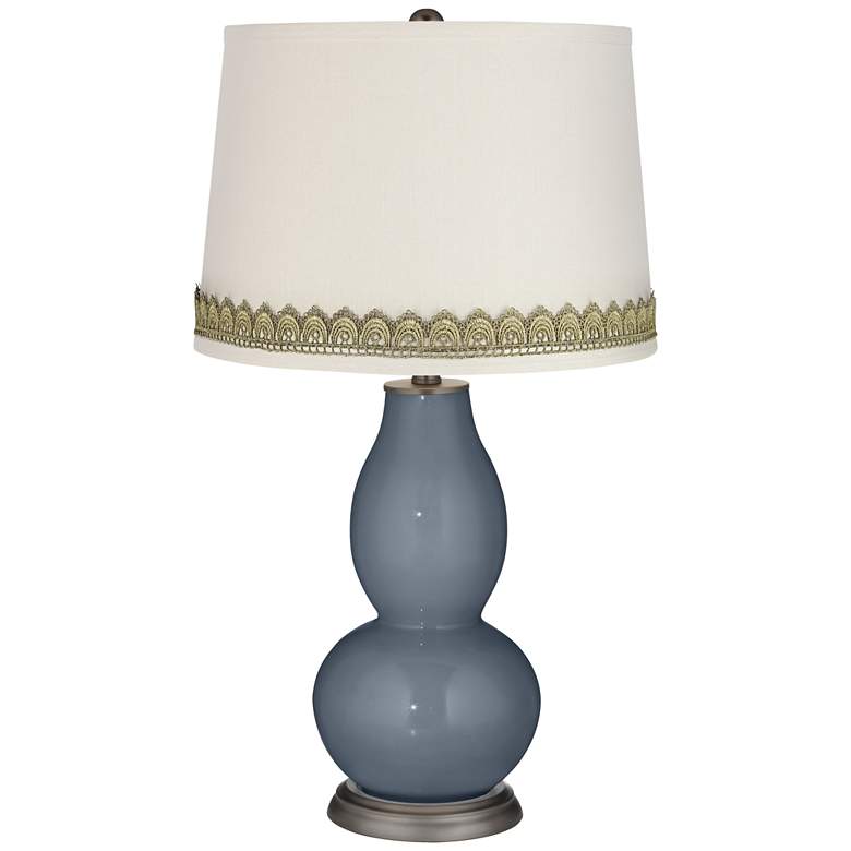 Image 1 Granite Peak Double Gourd Table Lamp with Scallop Lace Trim