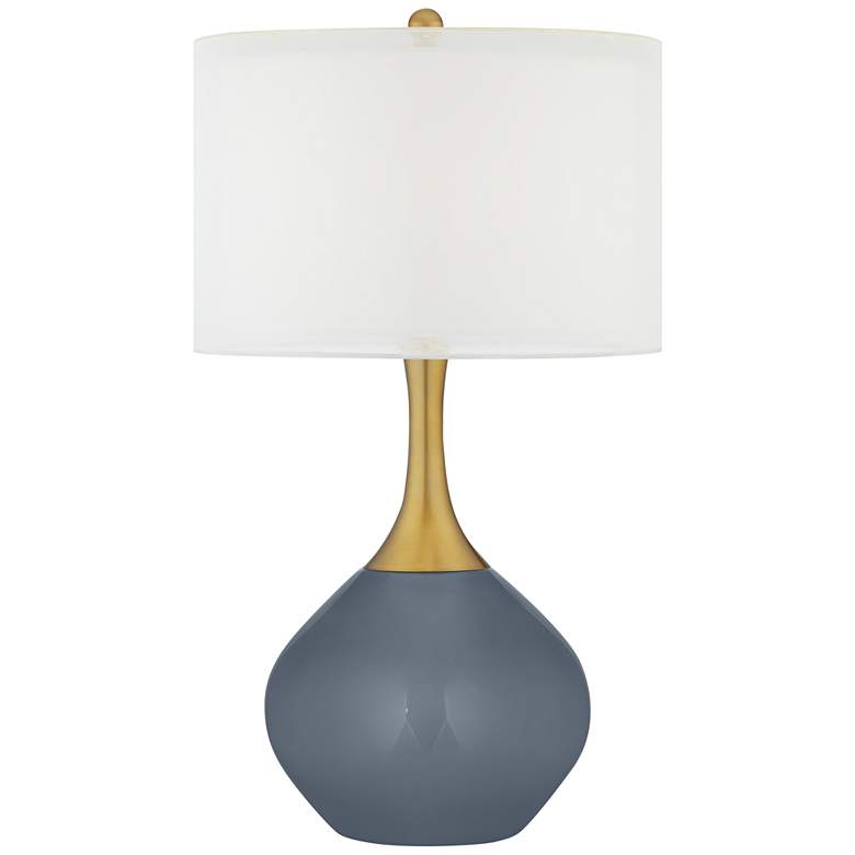 Image 1 Granite Peak Gray Nickki Brass Modern Table Lamp
