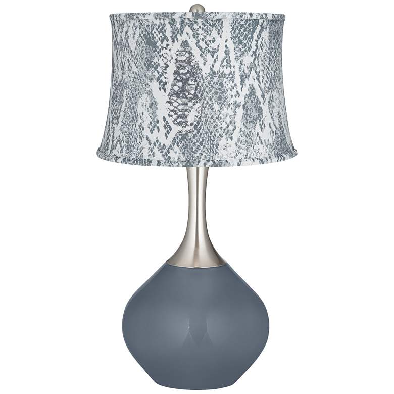 Image 1 Granite Peak Gray Velvet Snakeskin Shade Spencer Table Lamp