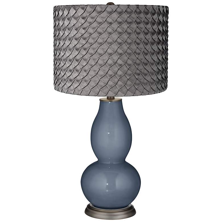 Image 1 Granite Peak Pleated Charcoal Shade Double Gourd Table Lamp