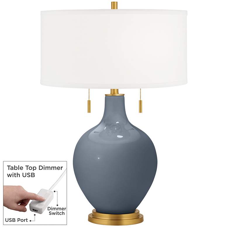 Image 1 Granite Peak Toby Brass Accents Table Lamp with Dimmer