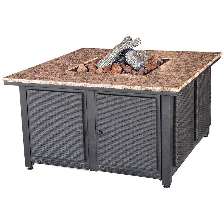 Image 1 Granite Top 41 1/2" Wide LP Gas Outdoor Fire Pit Table