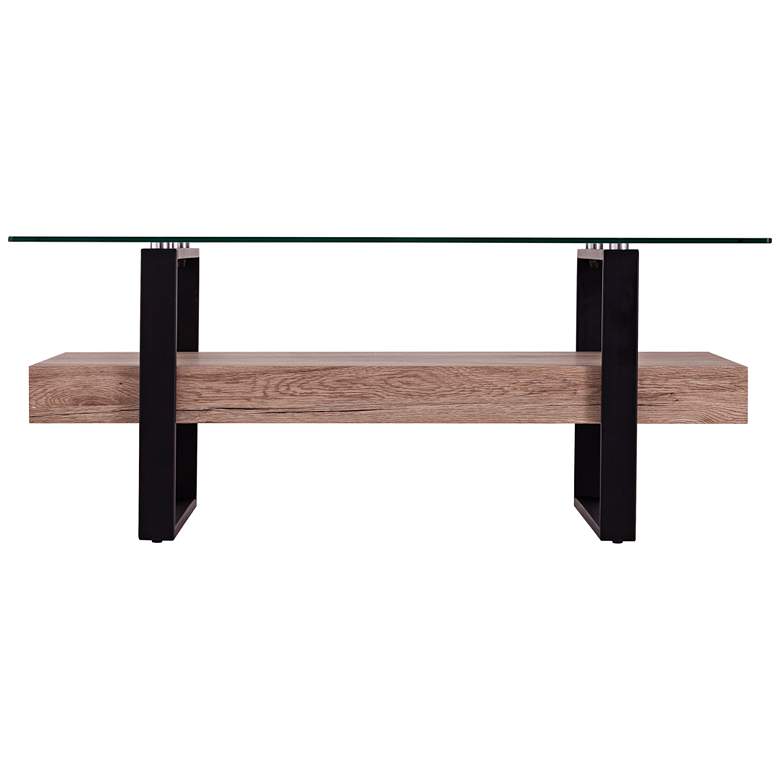 Image 3 Granstead 41 1/2"W Natural and Black 1-Shelf Cocktail Table more views