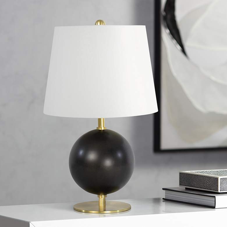 Image 1 Grant 15 3/4" High Blackened Brass Accent Table Lamp