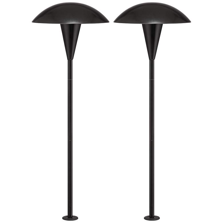 Image 1 Grant 18" High Black LED Mushroom Path Lights Set of 2