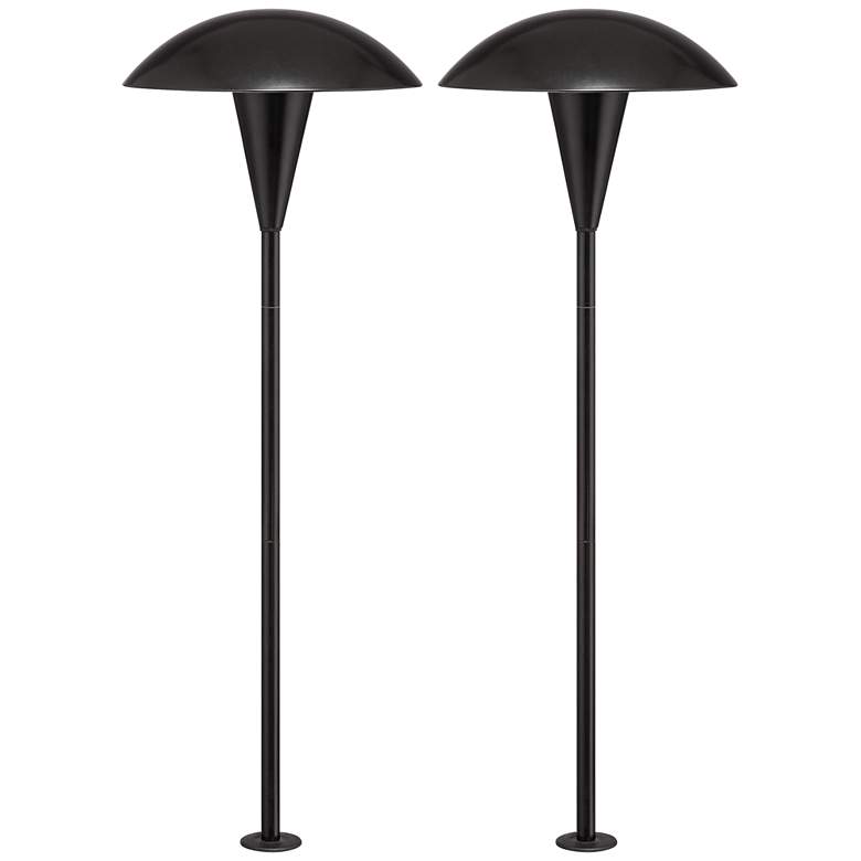 Image 1 Grant 18 inch High Black LED Mushroom Path Lights Set of 2