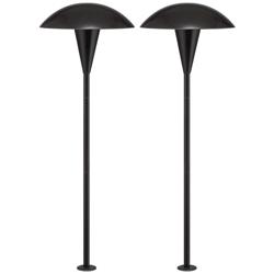 Grant 18" High Black LED Mushroom Path Lights Set of 2