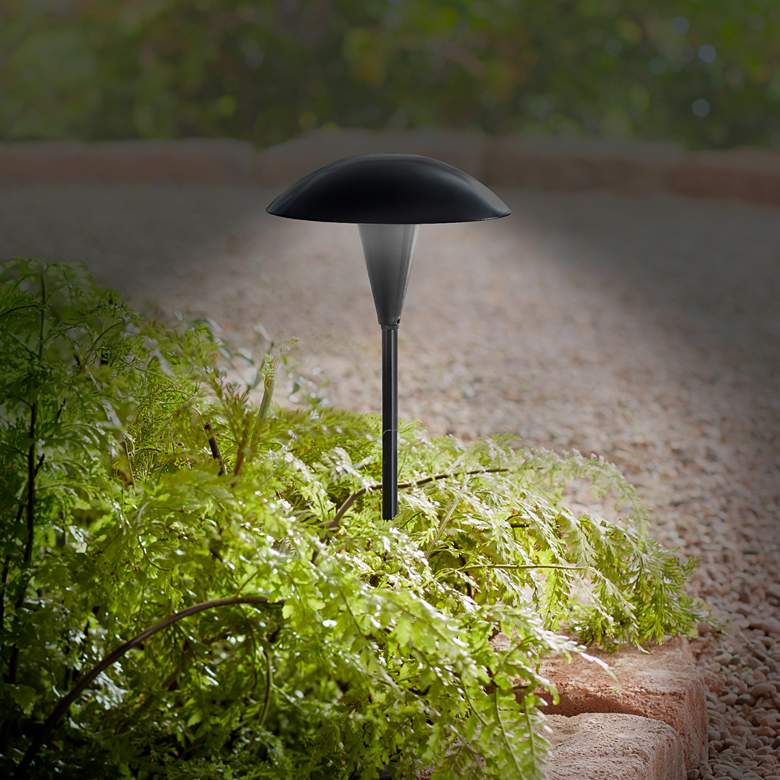 Image 3 Grant 18" High Black LED Mushroom Path Lights Set of 2 more views