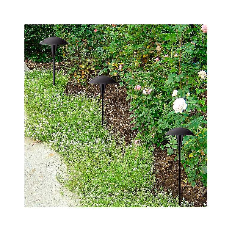 Image 6 Grant 18" High Black LED Mushroom Path Lights Set of 2 more views