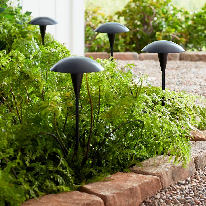 Image 7 Grant 18" High Black LED Mushroom Path Lights Set of 2 more views