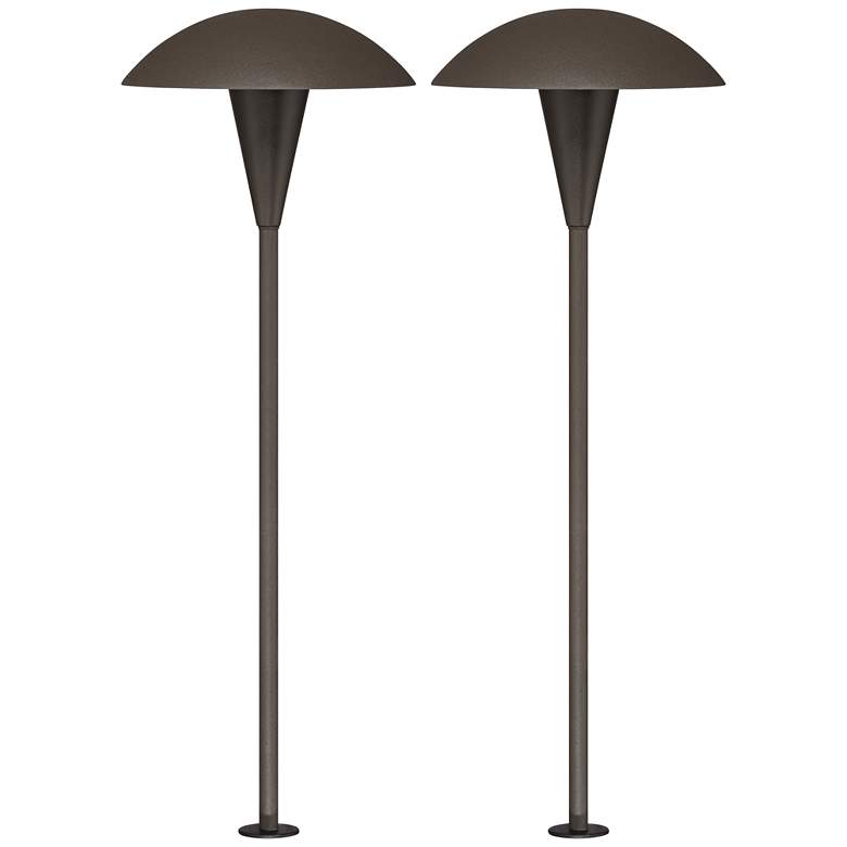 Image 1 Grant 18" High Bronze LED Mushroom Path Lights Set of 2