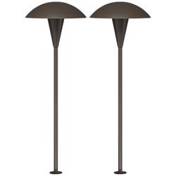 Grant 18" High Bronze LED Mushroom Path Lights Set of 2