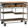 Grant 41 3/4"W Oak Brown Wood Black 2-Drawer Bar or Kitchen Cart