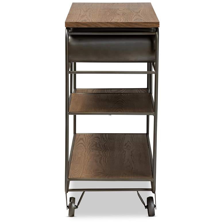 Image 7 Grant 41 3/4"W Oak Brown Wood Black 2-Drawer Bar or Kitchen Cart more views