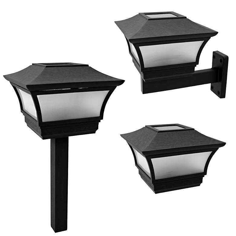 Image 1 Grant Collection Black Outdoor Solar LED Post Lights