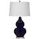 Grant Navy Blue Hourglass Ceramic Table Lamp