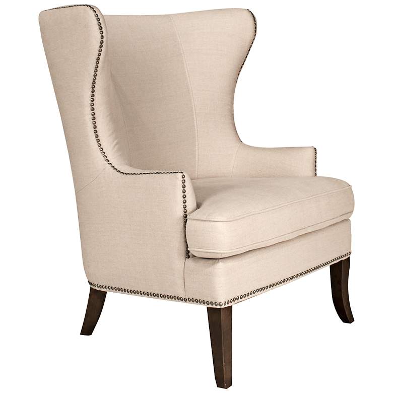 Image 1 Grant Oatmeal Linen Wingback Chair