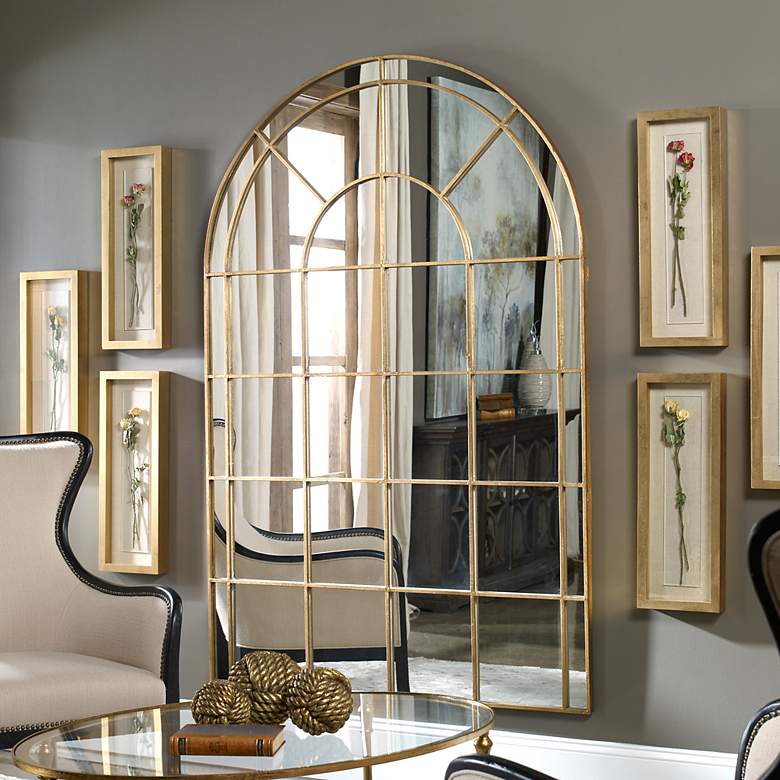 Image 3 Grantola Gold 47 3/4" x 71 3/4" Arch Oversized Wall Mirror more views