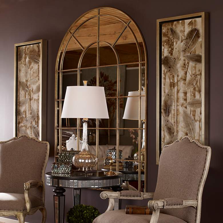 Image 4 Grantola Gold 47 3/4" x 71 3/4" Arch Oversized Wall Mirror more views