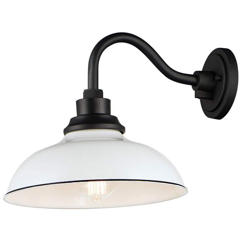 Image 1 Granville 11 1/4"H Black and Gloss White Outdoor Wall Light