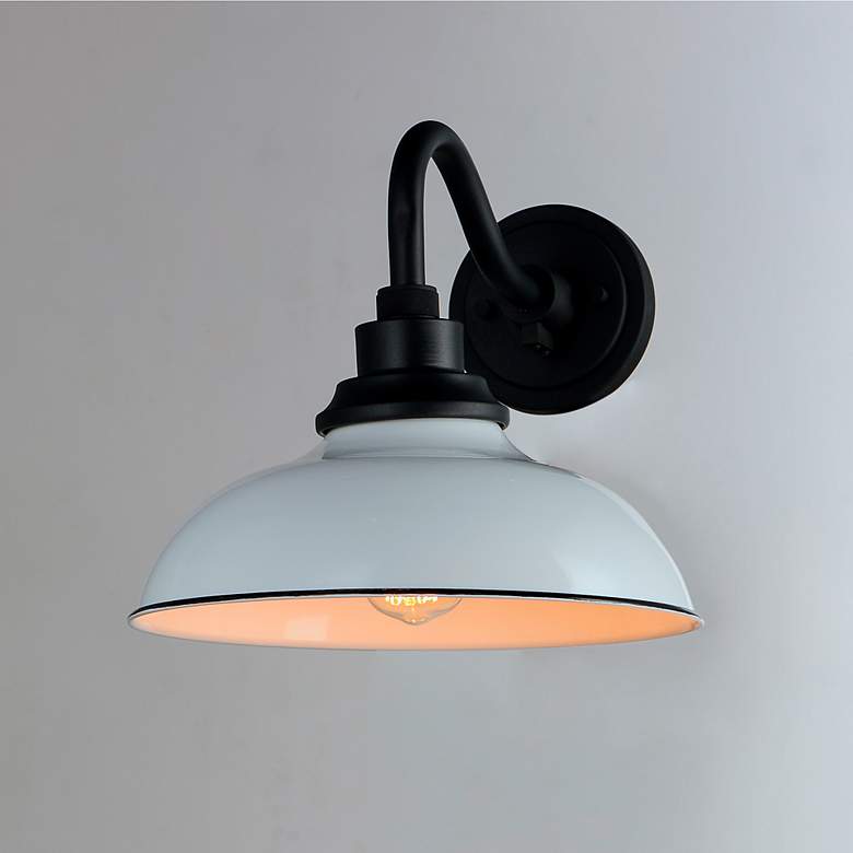 Image 2 Granville 11 1/4"H Black and Gloss White Outdoor Wall Light more views