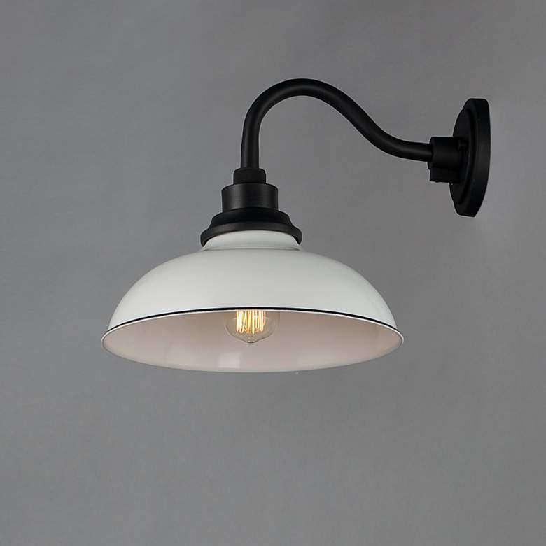 Image 4 Granville 11 1/4"H Black and Gloss White Outdoor Wall Light more views