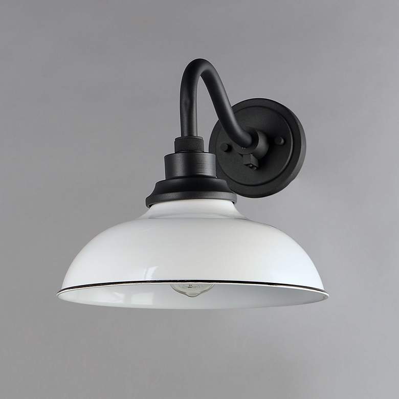 Image 5 Granville 11 1/4"H Black and Gloss White Outdoor Wall Light more views