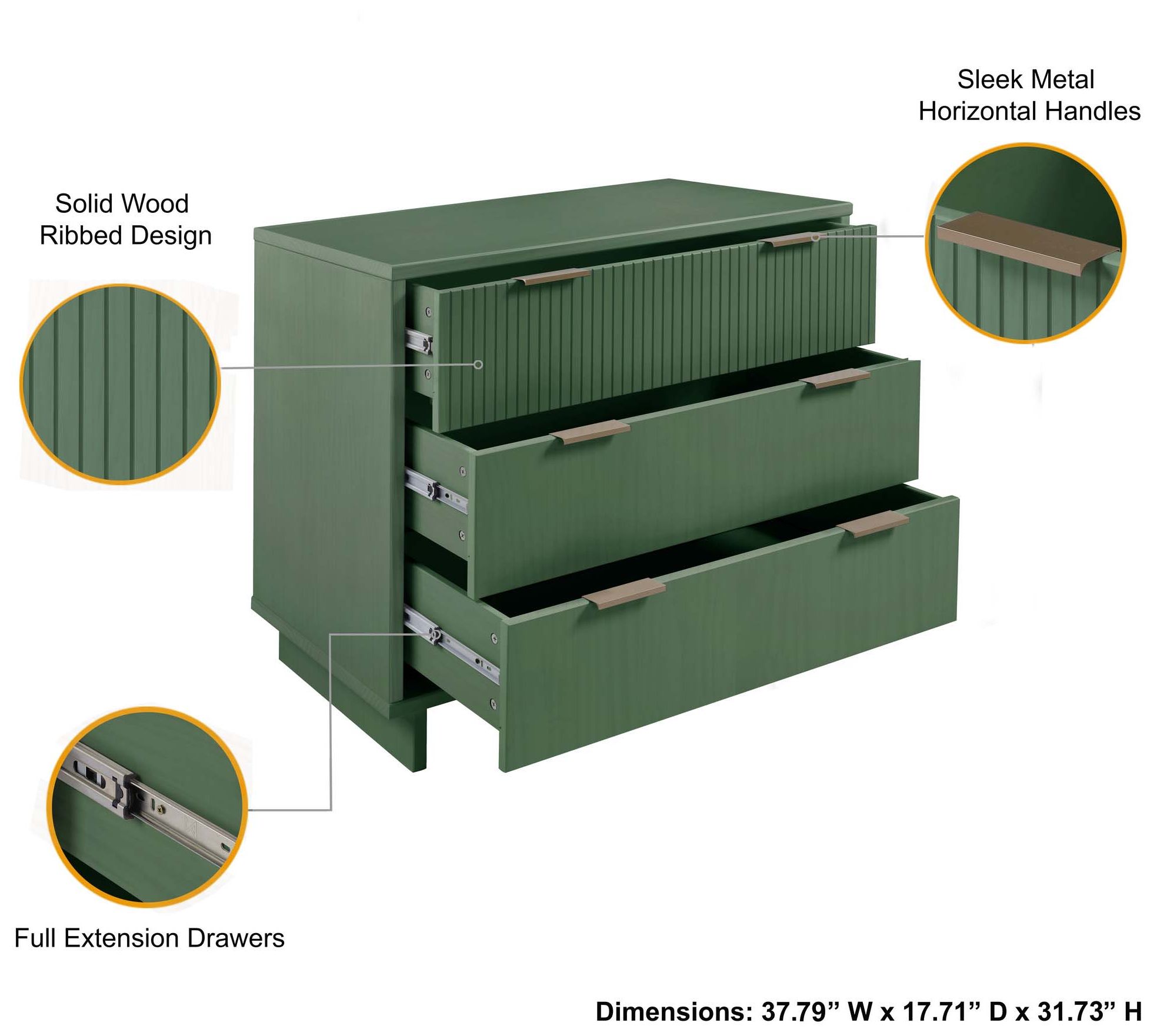 Image 4 Granville 38.18 Standard Dresser in Sage Green more views