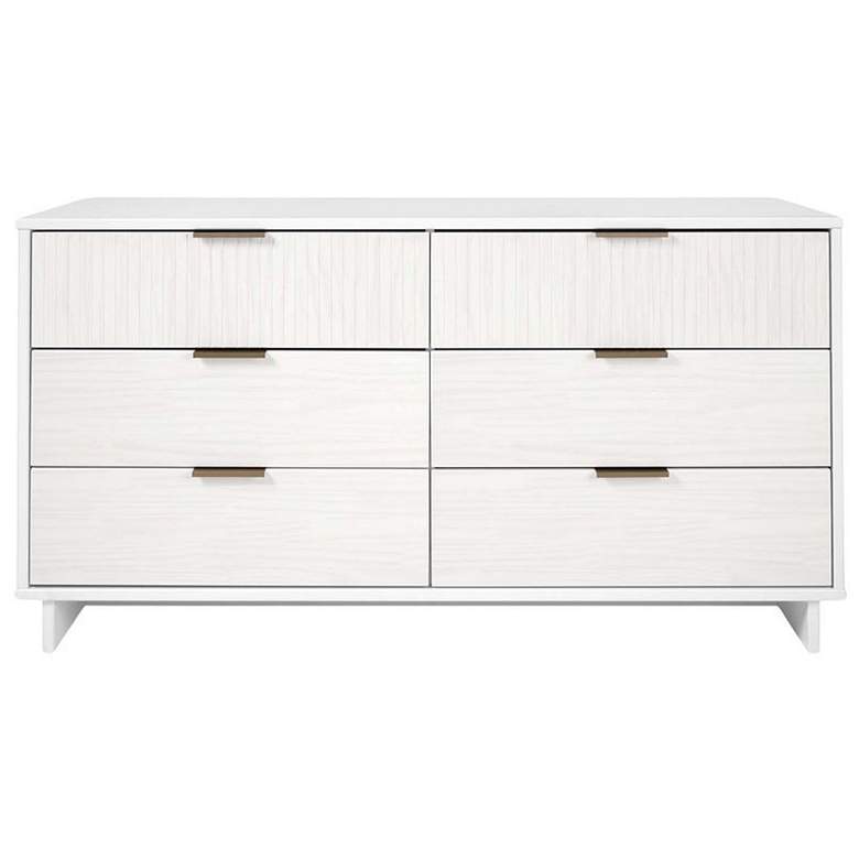 Image 1 Granville 55" Wide White Wood 6-Drawer Dresser