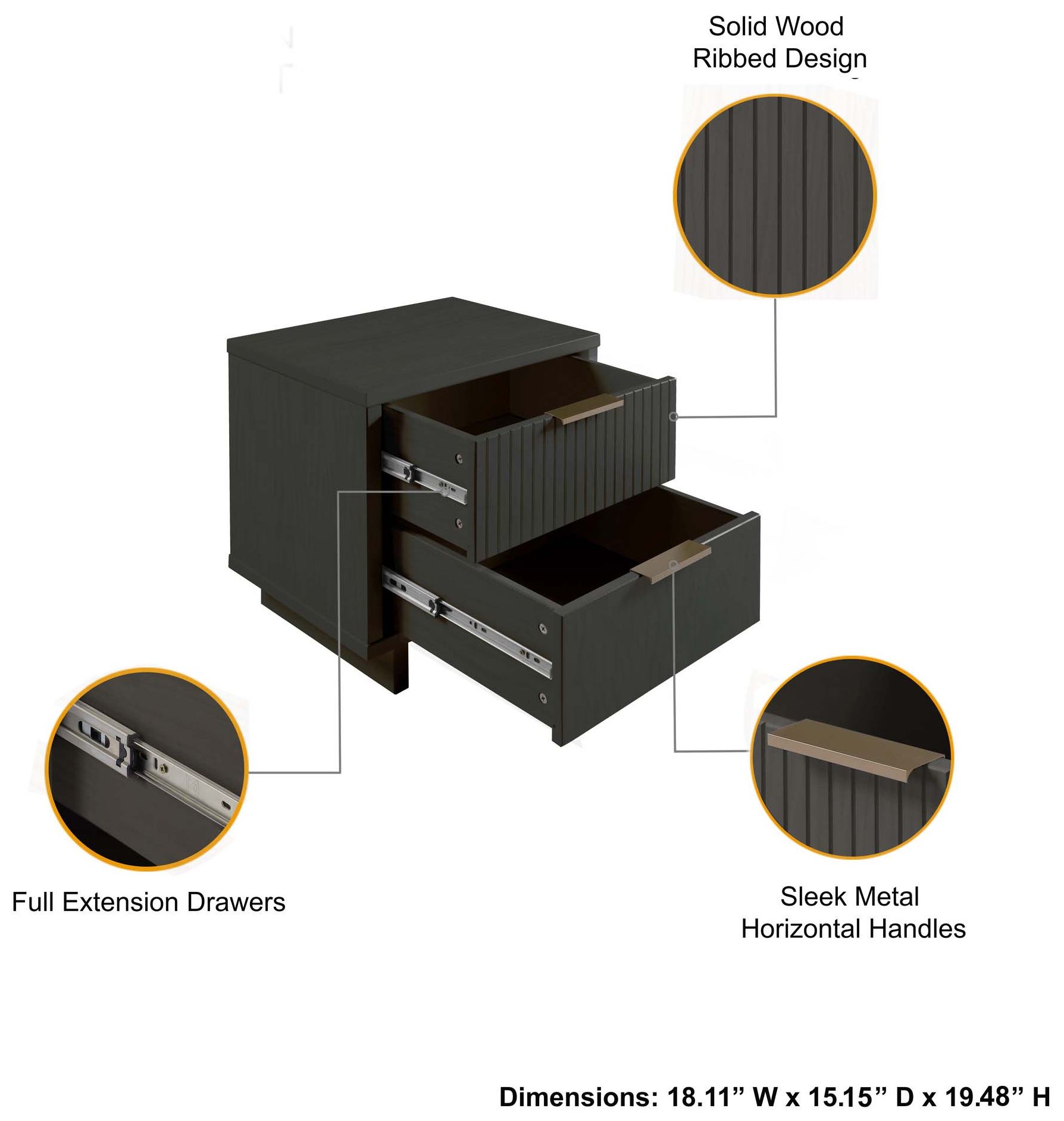 Image 4 Granville Nightstand 2.0 in Dark Grey more views