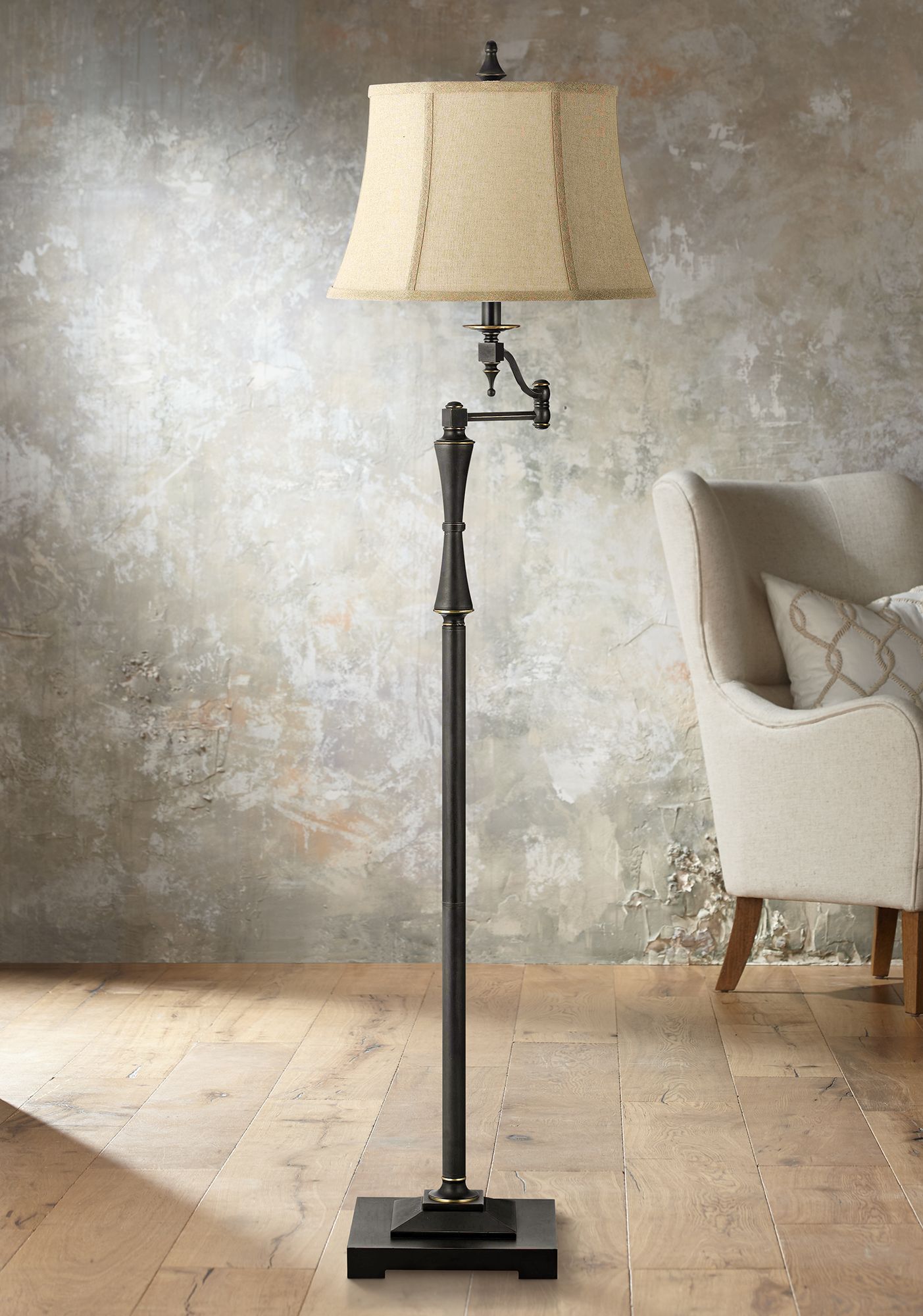 cal lighting swing arm floor lamp